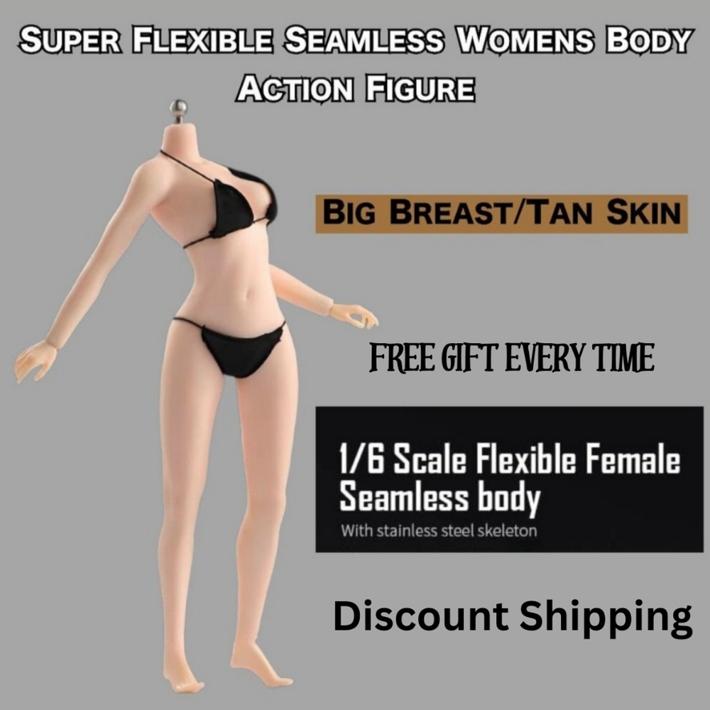 Super Flexible Female Seamless Body/ActionFigure/Suntan/Stainless Steel Skeleton
